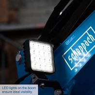 LED lights on boom enhance visibility for improved operational clarity
