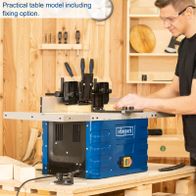 Scheppach router table with practical extension table and adjustable clamping system for collets