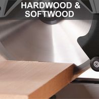 Mitre saw with hardwood and softwood identification feature, HM110MP