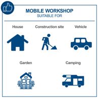 Mobile workshop suitable for house, construction site, garden and camping – practical storage for tools