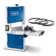 Scheppach bandsaw with integrated blade changer featuring three blades