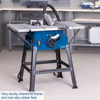 Sturdy table saw featuring a strong frame and non-slip rubber feet for accurate cuts