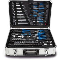 Scheppach TB150 DIY tool kit with integrated set: screwdrivers, pliers, socket wrenches, and assorted tools