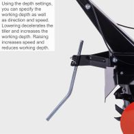 Motor hoe with depth, speed, and direction adjustment controls