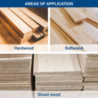 Comparison illustration of hardwood, softwood, and glued wood with their types