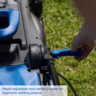 Height-adjustable handle for ergonomic posture in Scheppach lawnmower