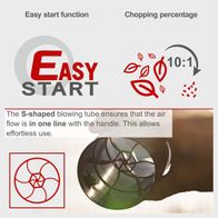S-shaped airflow tube for smooth air alignment, easy start function