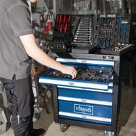 Scheppach workshop trolley with tool storage for TW1000 set, featuring drawers and upper compartments