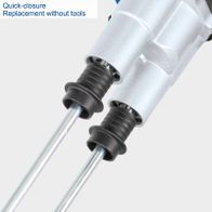 Double-hand mixer with quick-release attachment for accurate mixing