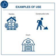 Typical application examples: garden, construction site, farmyard