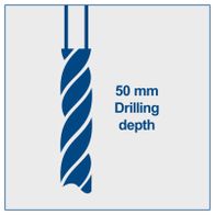 Drill depth of 50 mm for bench pillar drill