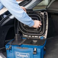 Flexible suction unit with hoses and adapters for precise tooling, part of the HD2P Scheppach system