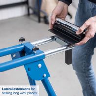 Lateral extensions for sawing long workpieces on Scheppach base unit