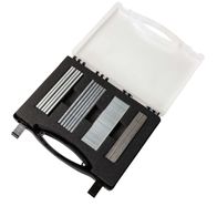 Staple and nail container for air-operated tool with sorting compartment