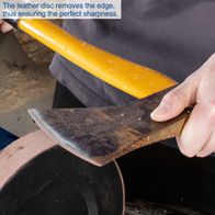 Waterproof whetstone with leather disc for sharpening edge precision and maintaining correct thickness