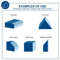 Examples of grinding shapes: curves, corners, chamfers, surfaces, and angle grinding