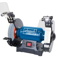 Scheppach bench grinder SM200AL with LED lighting and protective cover