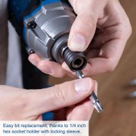 1/4 inch hex socket holder with locking sleeve for easy bit replacement