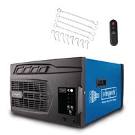 Air purifier with remote control, featuring filter hooks and rings for easy filter replacement