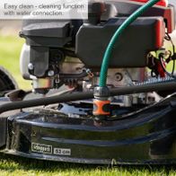 Scheppach lawnmower with washable water connection for cleaning, 53 cm cutting width