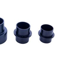 Extraction port set (4-piece) by Scheppach. Shown from the front. Four different sizes of extraction ports.