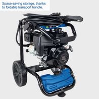 Scheppach high-pressure cleaner with foldable transport handle for space-saving storage