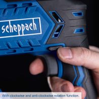 Scheppach cordless drill with clockwise and anti-clockwise rotation feature