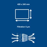 420 x 245 mm outdoor air filter with 5 µm filtration efficiency