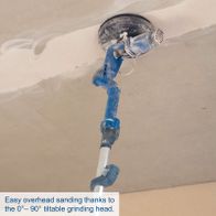 Adjustable tilting grinding head for overhead sanding