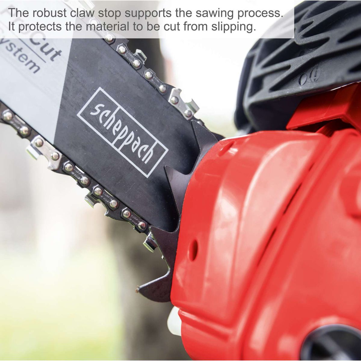Robust claw stop for accurate cutting during tree maintenance