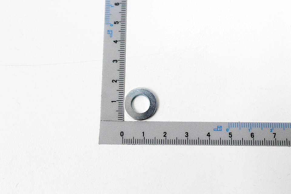 Schematic washer section on measuring ruler, part of Scheibe A8 - Ø8,4 / Ø16 x 1.6, zinc-coated