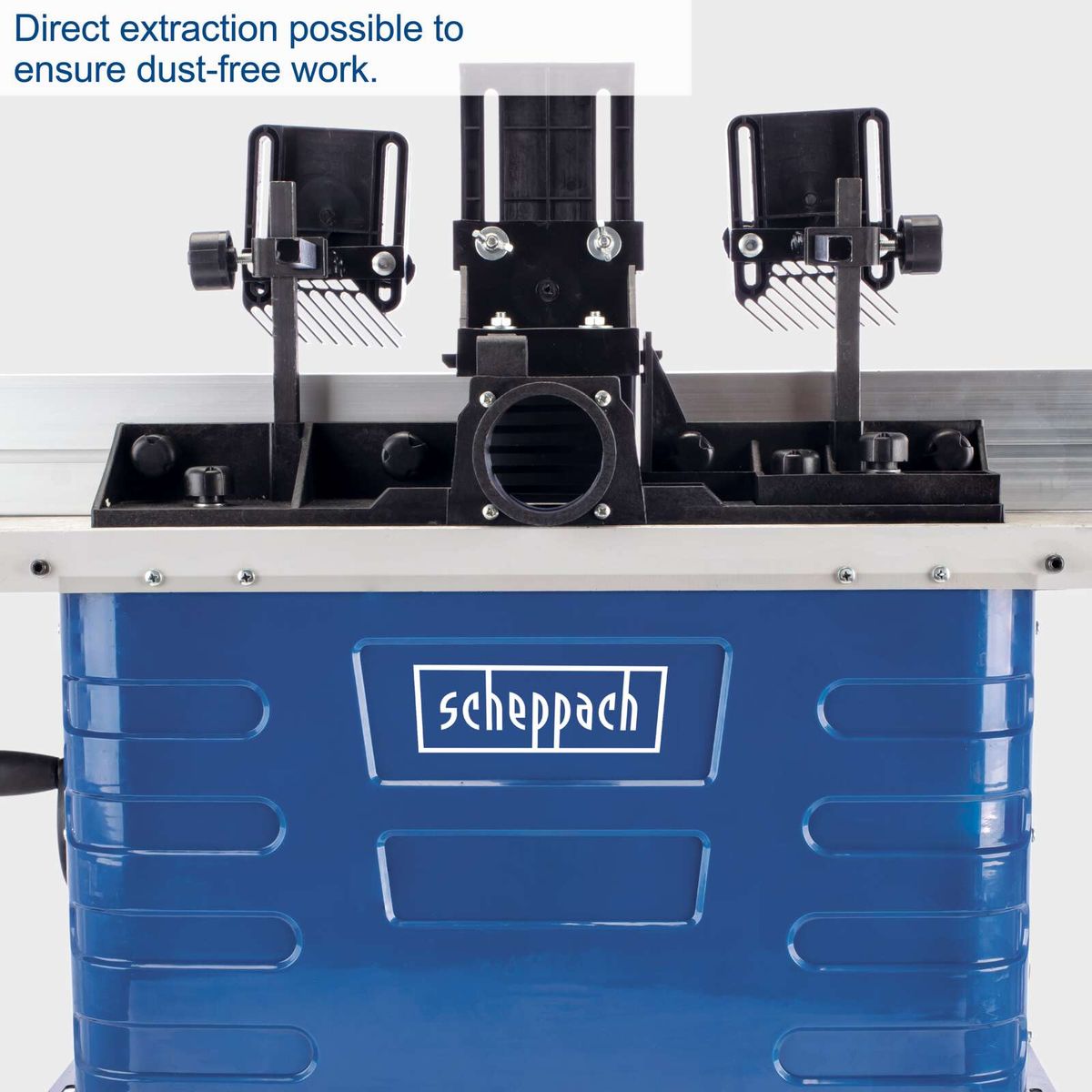 Mounting brackets for precise routing with direct extraction for dust-free operation