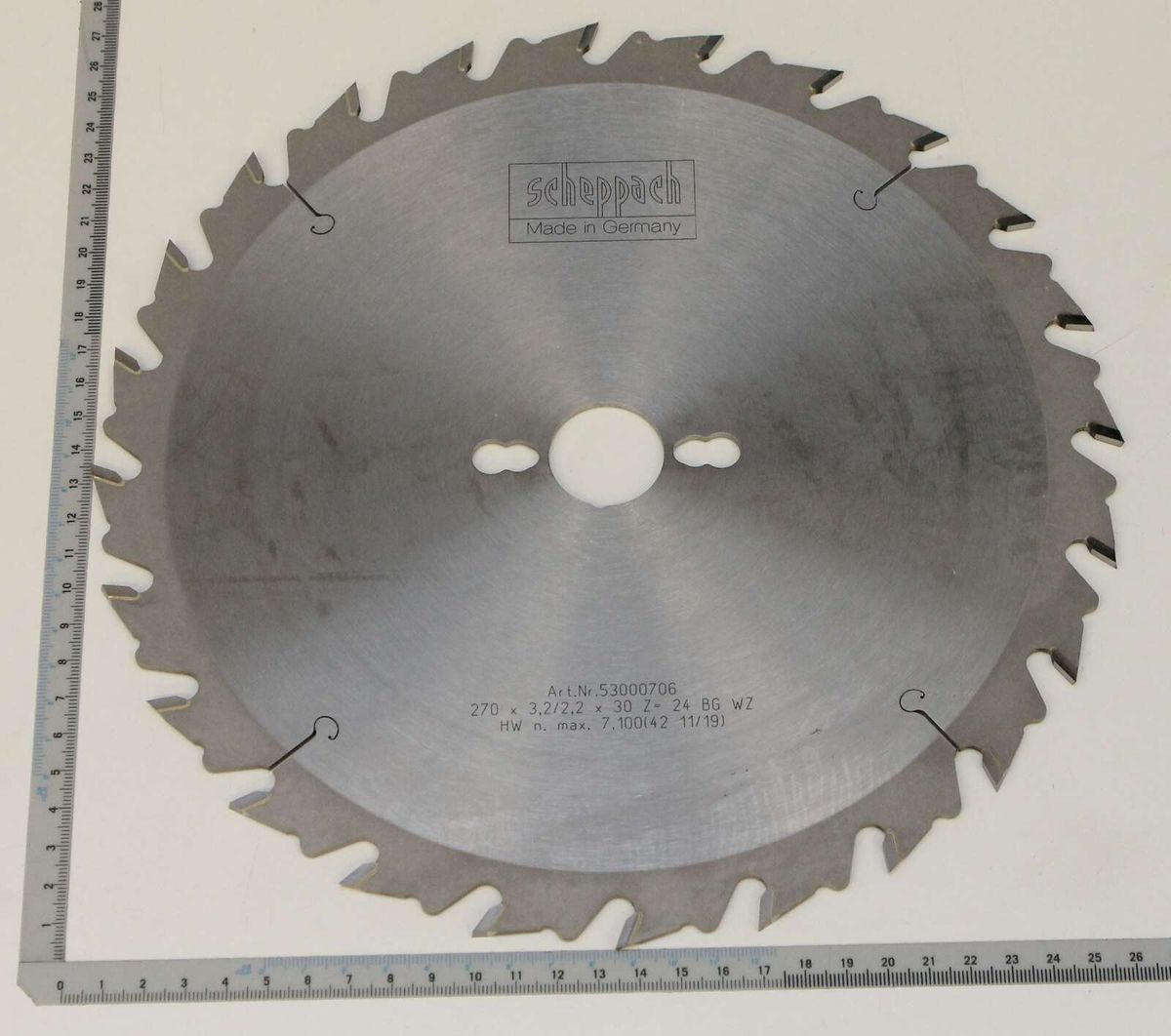 Scheppach circular saw blade, 270 mm diameter, 30 mm width, 3.2 x 2.2 mm thickness, 24 teeth
