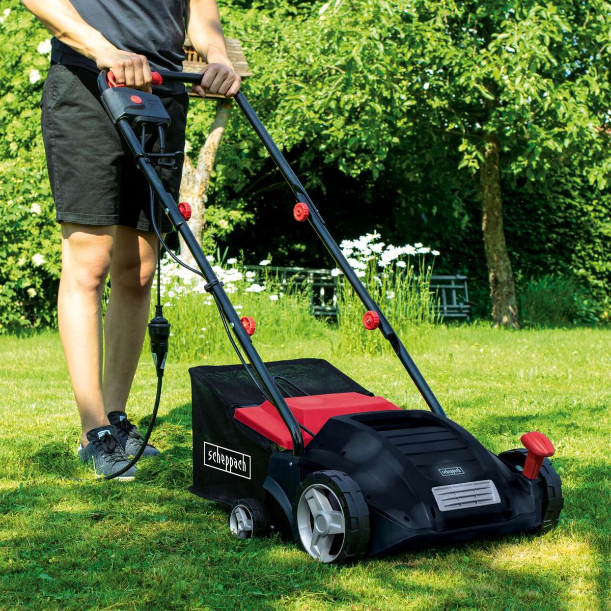 Scheppach electric scarifier with 32 cm width and 30L collection box