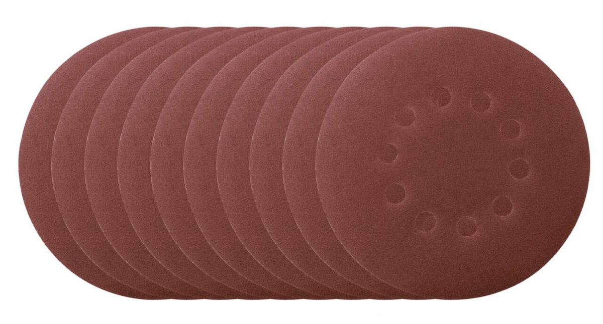 Set of 10 sanding papers with perforated pattern for precise grinding