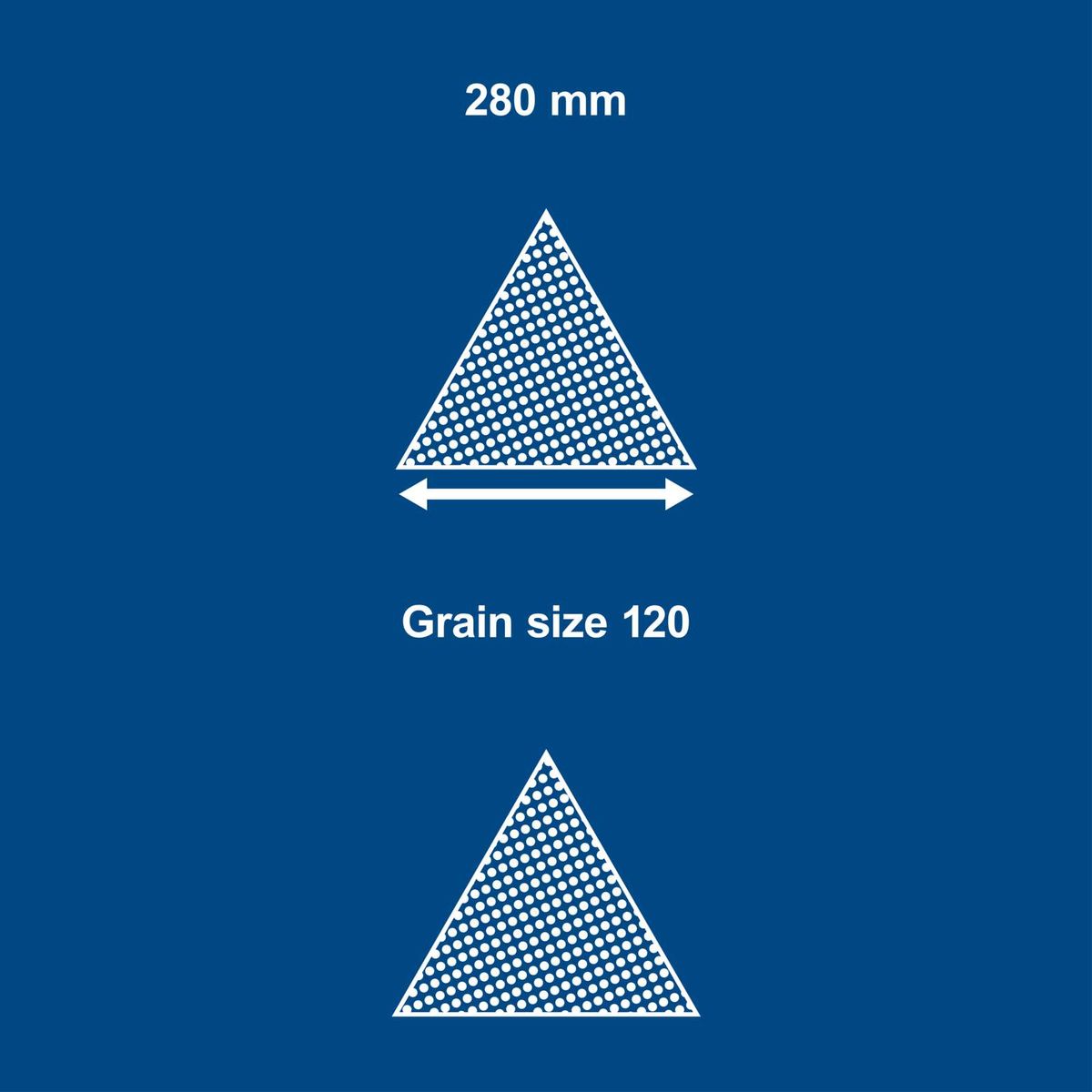Triangular sanding paper, grain size 120, dimensions 280 mm