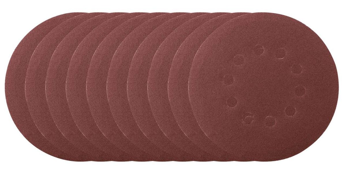 Set of 10 round sanding papers with holes for grinding wheels, Ø 215 mm