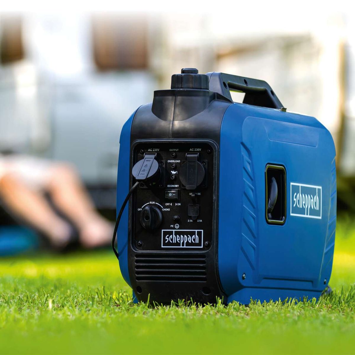 Inverter generator featuring dual 230V sockets and USB ports for fast charging