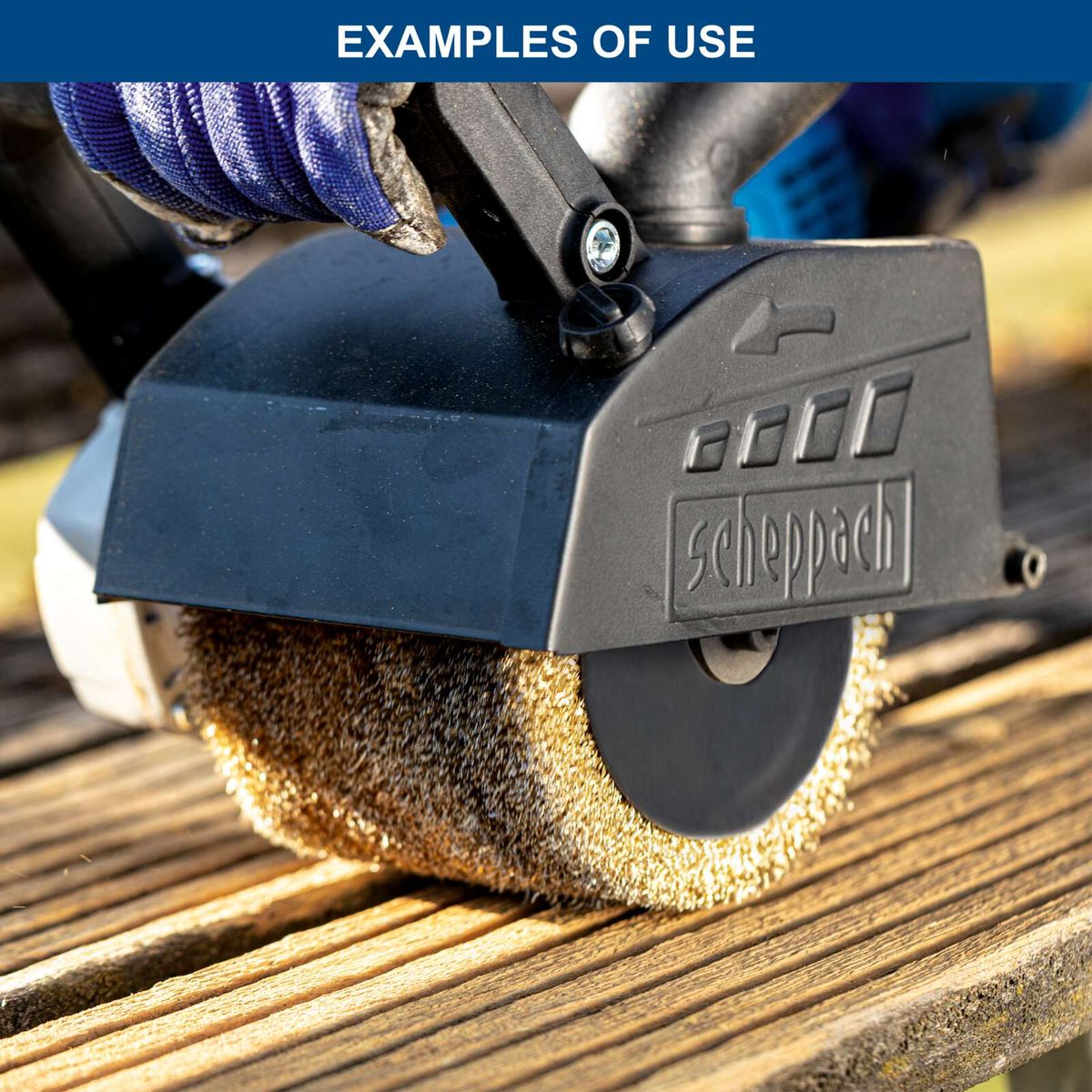 Scheppach tool with integrated safety clamp for precise handling