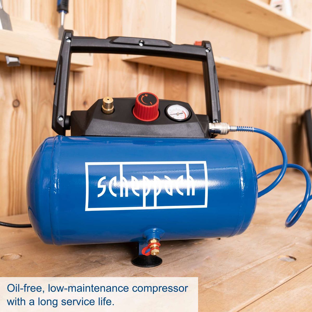 Oil-free, low-maintenance compressor with a long service life for Scheppach HC06