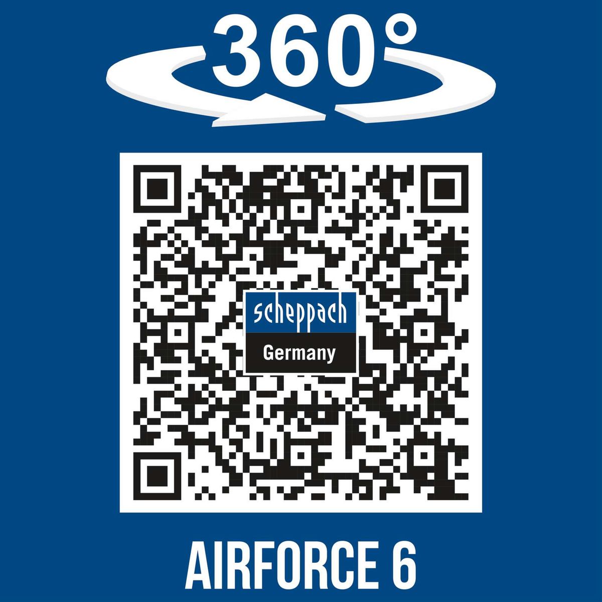 360° rotation feature for Scheppach Airforce 6 compressor with QR code for Germany
