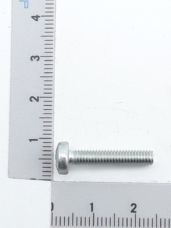 Scheppach oval head screw (M4x20) next to measuring scale