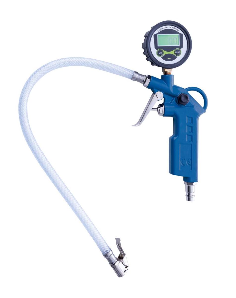 Scheppach tyre inflation gauge with digital display and hose