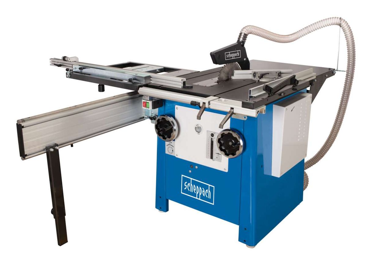 Scheppach table saw with extendable worktop and control panel