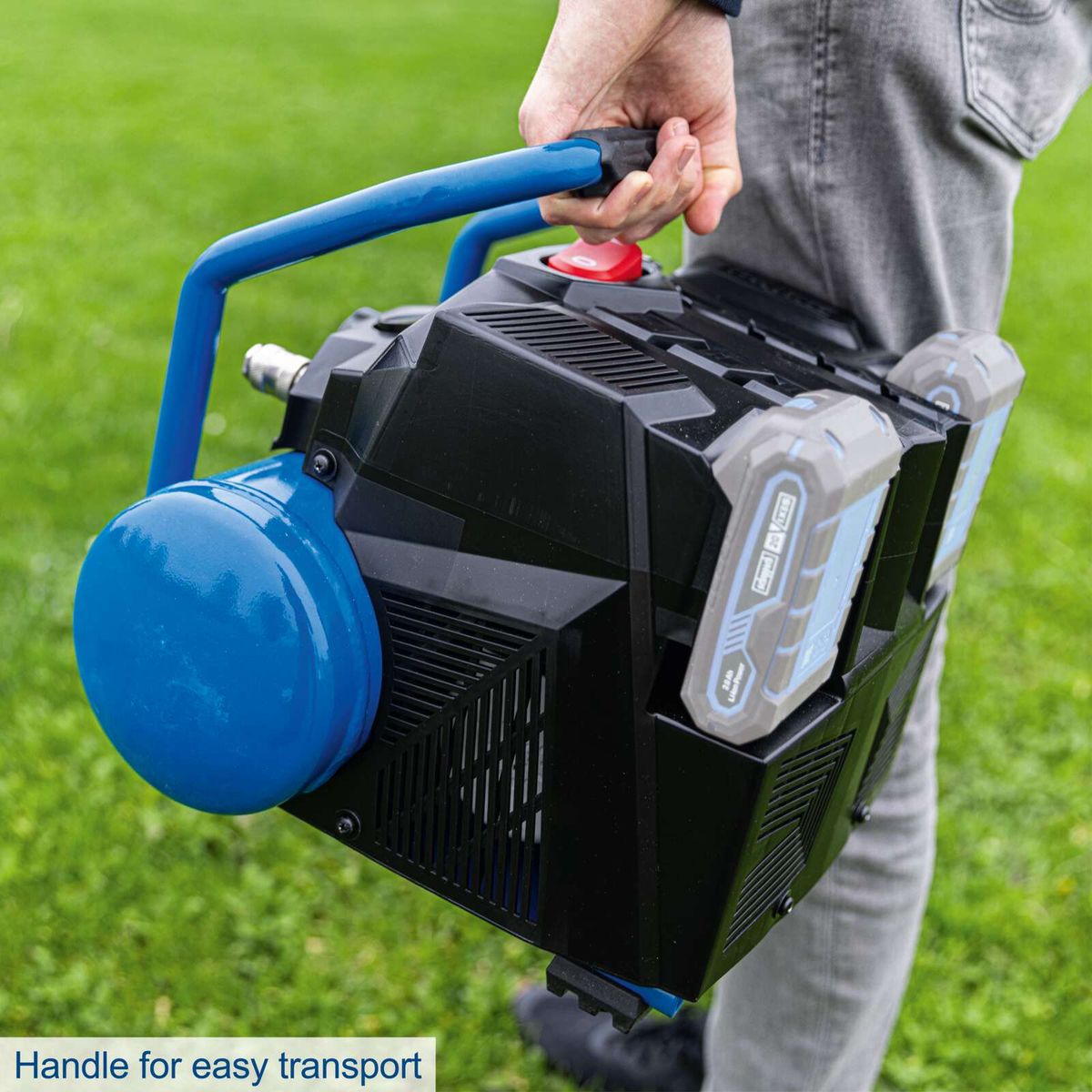 Handle for easy transport of an air compressor