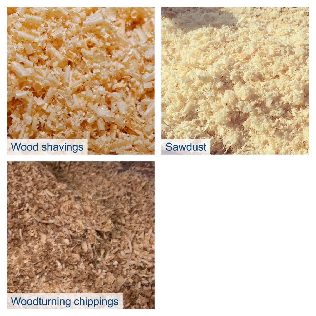 Wood shavings, sawdust and woodturning chippings from wood processing