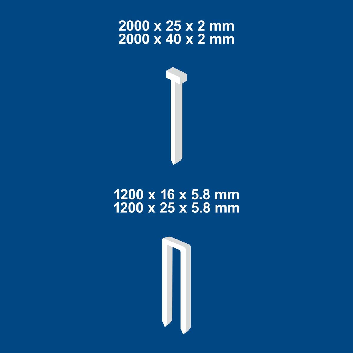 Scheppach tool dimensions: 2000 mm length with diameters 25 mm, 40 mm; 1200 mm length with 16 mm, 25 mm; thickness 2 mm and 5.8 mm