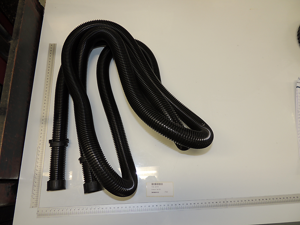 Flexible suction hose with connectors, approximately 4 meters long