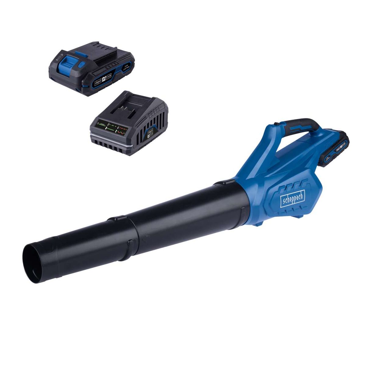 Scheppach C-BL700-X cordless leaf blower set with battery and charger, airflow 516 m³/h