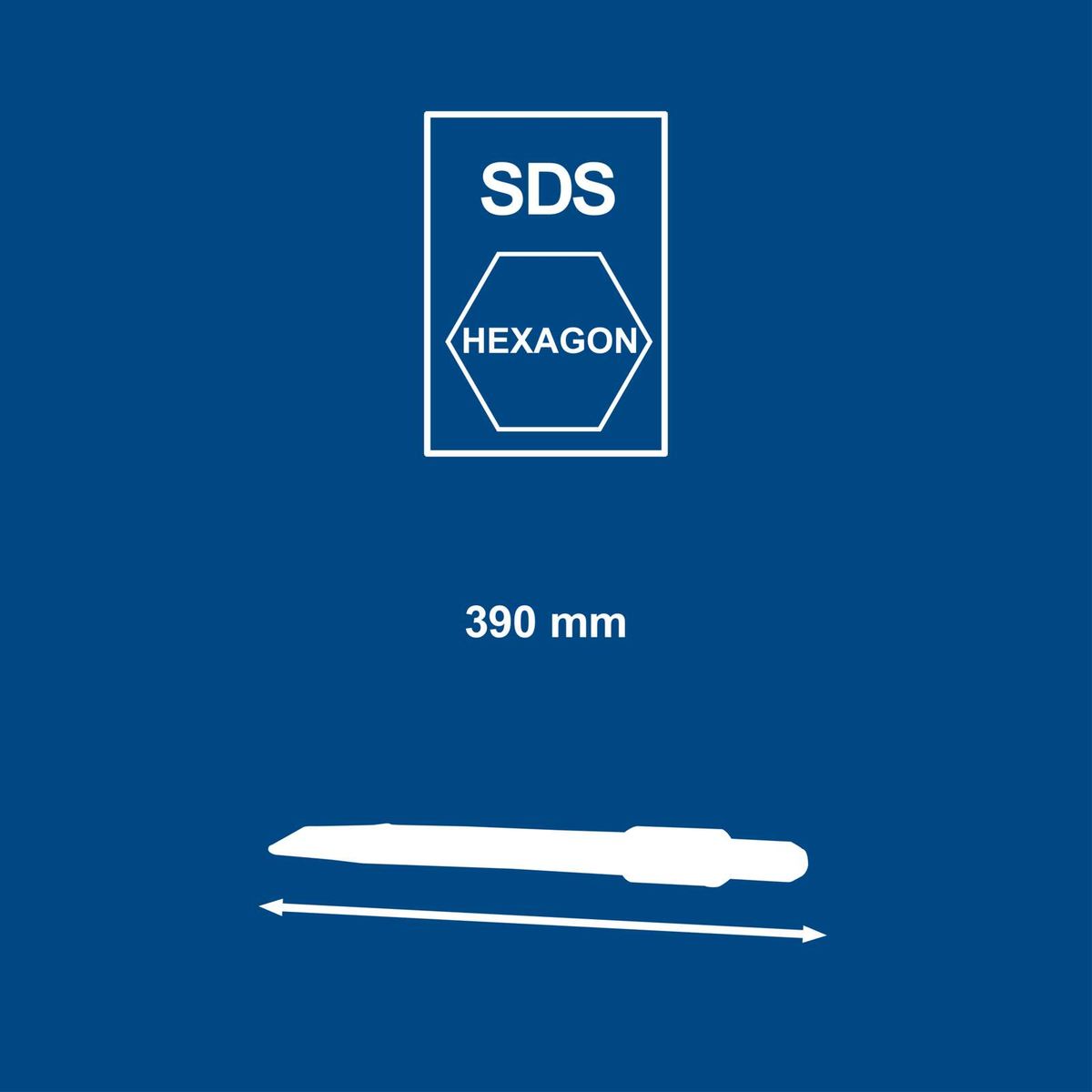 Hexagonal SDS cutting slot with 390 mm length for SDS tools
